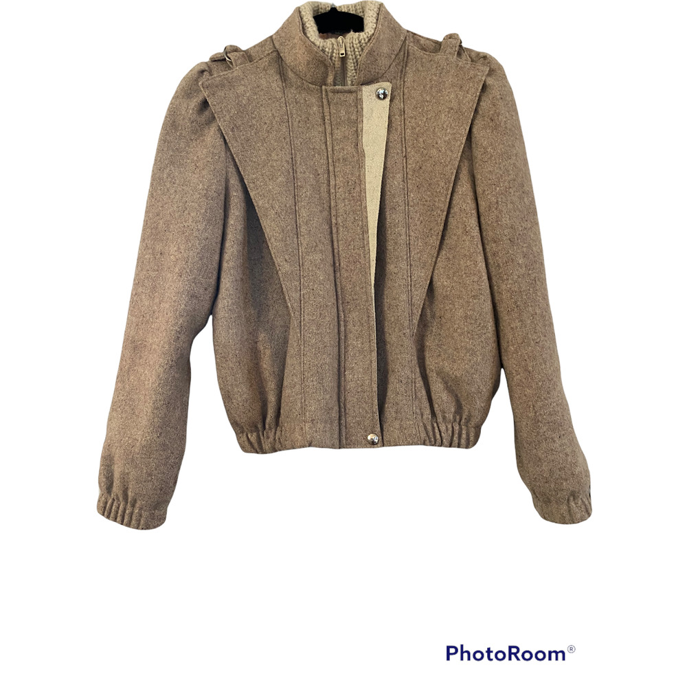 Women’s wool zip jacket Vintage tan camel